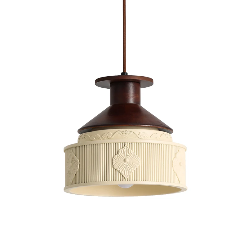 Japanese Style Bedside Pendant Light Decoration Living Room Background Wall Light Resin Carved Design Creative Bedroom Lighting