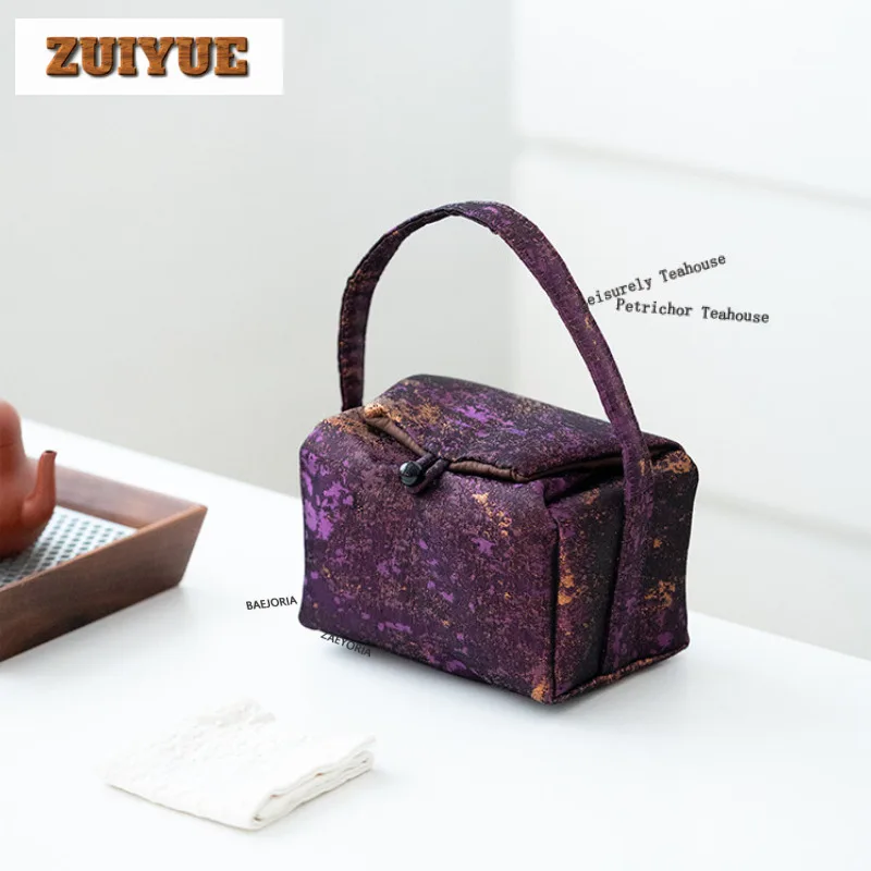 Violet Black Cotton Cloth Thickened Tea Cozies Vintage Tea Cozy For Teapot Portable Bag Travel Tea Set Bag Tableware Gift Craft