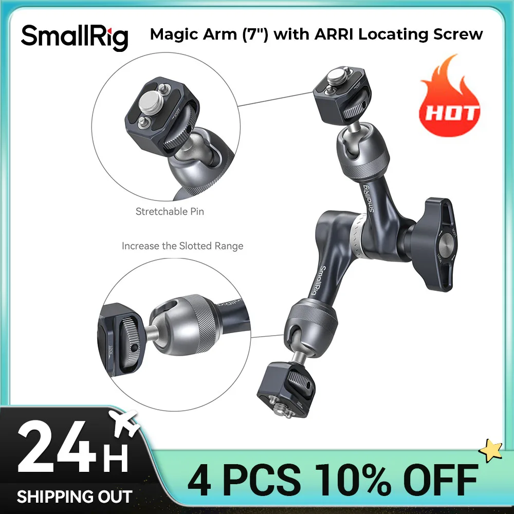 

Розетка SmallRig Magic Arm (7 дюймов) с фиксирующим винтом ARRI и винтом 1/4-20, нагрузкой 3,5 кг, алюминиевый сплав для мониторов, освещения 4899