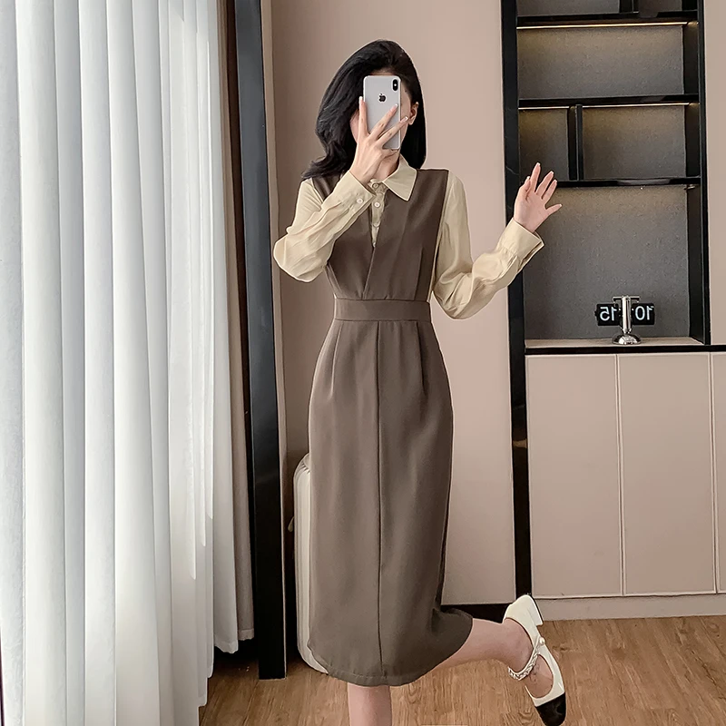 Emagrecimento faion midi dr fre emenda base camada saia design ilusório duas peças x-ape commute sle primavera outono