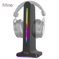 FIFINE RGB Headphone Stand,with Power Strip 2 in1,USB Headset Holder for Gaming Headphone/Bluetooth Headphone-Ampligame S3