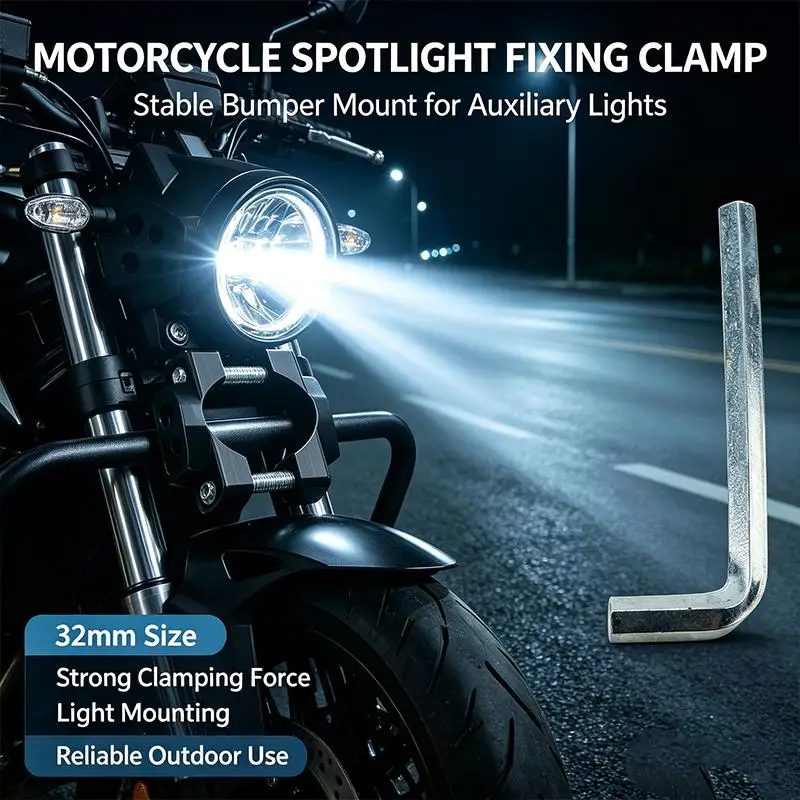 32-64mm Motorcycle Handlebar Bumper Mount Holder Clamp For LED Spotlight Fog