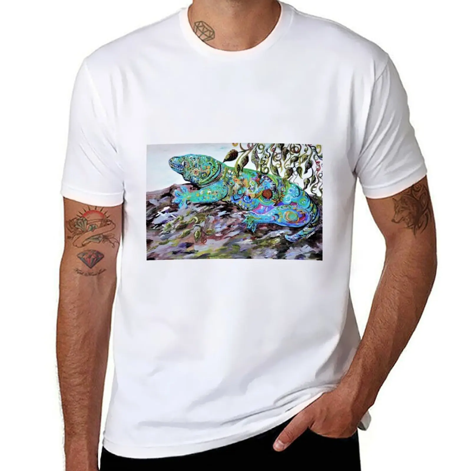 

New Caledonia Lizard Art Deco Style T-Shirt cotton t shirts high quality cotton t shirt pack T-Shirt