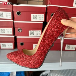 2024 New Arrival 16cm Super High Heels Red Bling Bling Sexy Pumps Fetish Stilettos SM Drag Queen Cross Dresser Unisex Shoes