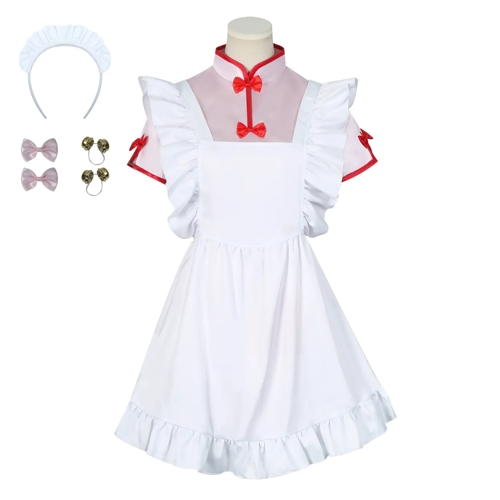 

Ranma 1/2 Cosplay Anime Saotome Ranma Cheongsam Maid Outfit Full Set Pink Wig Role Play Costume
