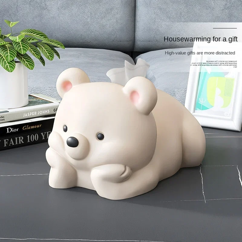 

Ins Wind Light Luxury Tissue Box Living Room Coffee Table Draw Paper Box Table Heal Tie Bear Desktop High-end Decorative Pieces