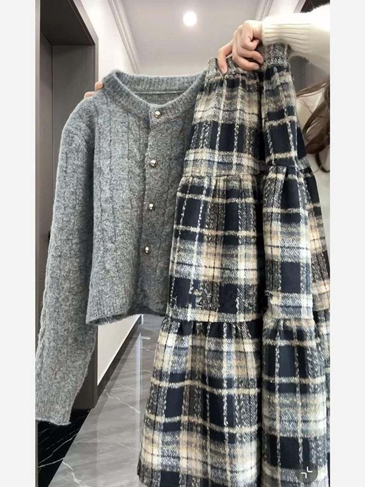 

Ay Camere Sle комплект осень-зима новый корейский высококачественный кардиган с юбкой-бретелькой комплект из двух предметов женский ансамбль Faion