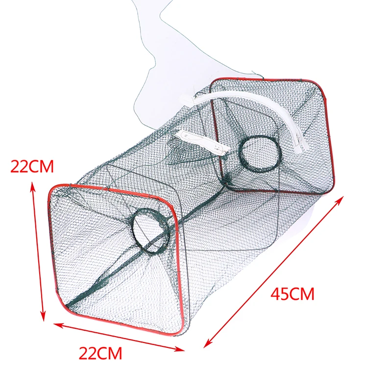 [SH] 1 unidad de red de pesca plegable portátil, jaula de red de inmersión para peces, trampa de nailon y alambre de acero para camarones, jaula de trampa manual para redes de pesca.