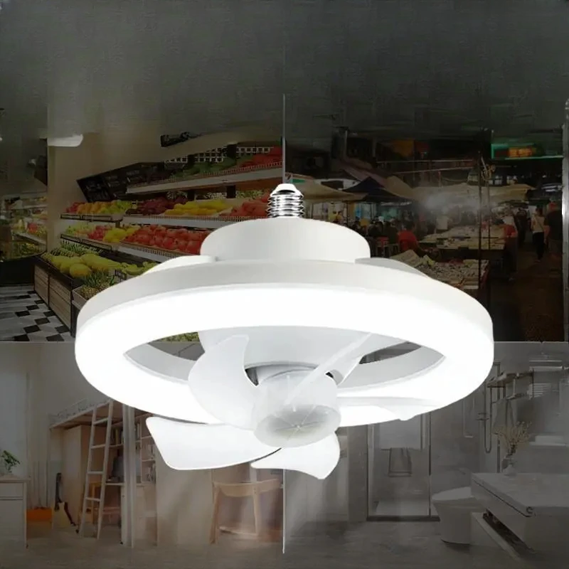 Dk84: Led Plafondventilator Met E27 Schroef En Afstandsbediening, Oscillerende Plafondventilator Met Instelbare Snelheid, Stil Voor Slaapkamers (124)