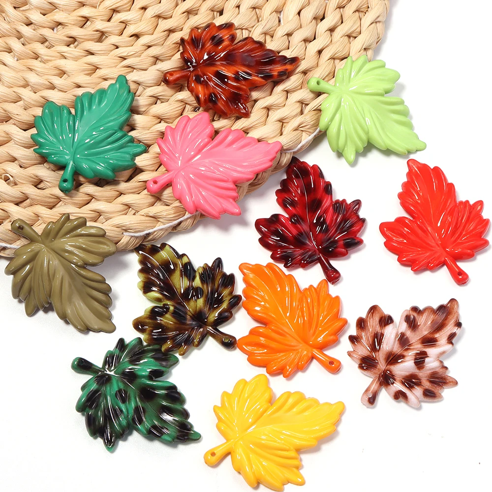 10 Stück/Set Bunte Ahornblatt-Anhänger Perlen Simulierter Blattanhänger für DIY Schlüsselanhänger Halskette Ohrringe Schmuckherstellung Zubehör – Detail 3