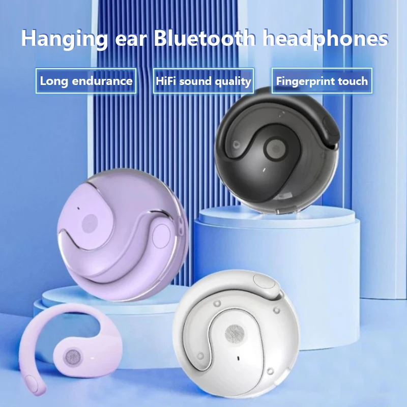 Small Coconut Ball BY01 Wireless Bluetooth 5.3 Earphones Ear Hanging Earphones Non In Ear Intelligent Noise Cancelling Headphone