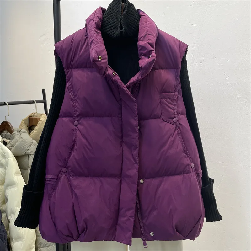Down vest women's winter new popular Korean version loose fashion stand-up collar vest European vest short jacket