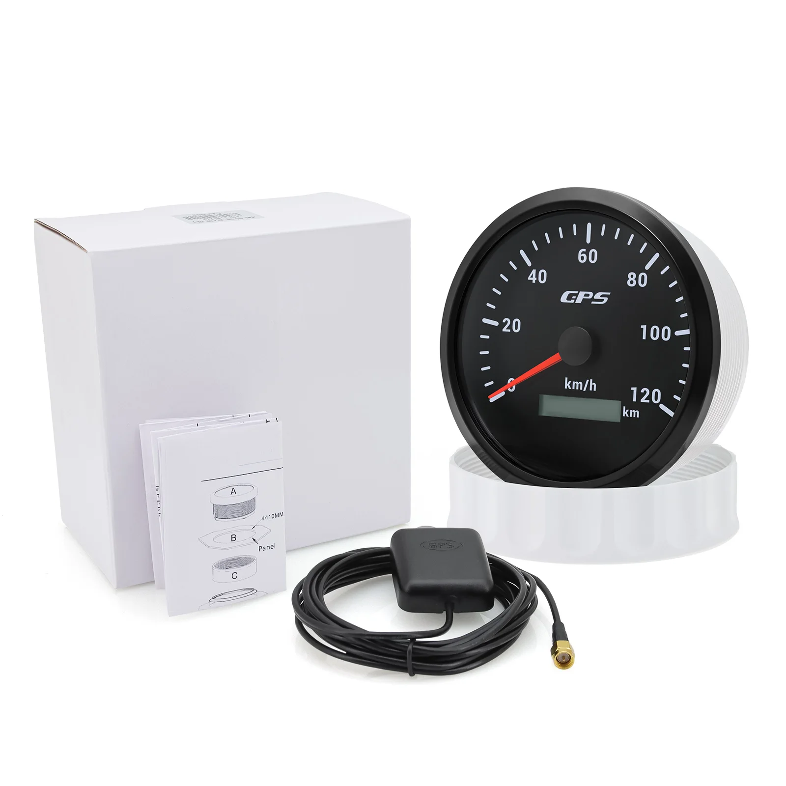 110MM Universal GPS Speedometer Gauge with Antenna 120KMH/200KMH Speed Odometer Meter 7 Color LED for Auto Car Truck Motorcycle