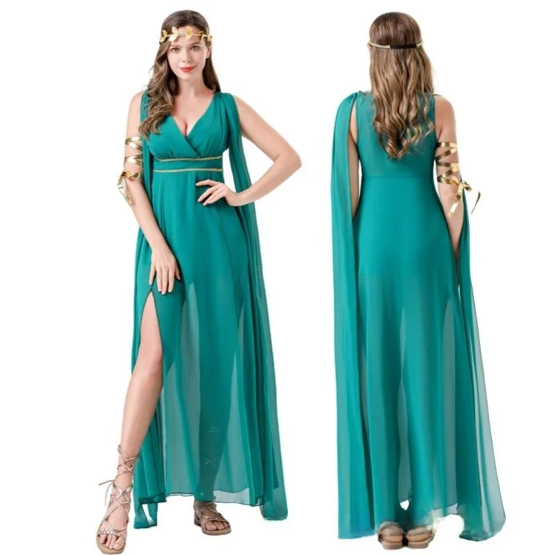 

loween Costume Medieval Athena Godd Queen Athena Dr Cosplay Clothes Women's Traditional National Stage Costume