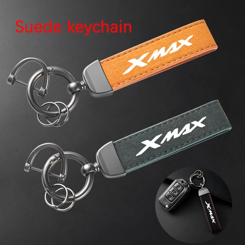 

High-Grade Leather Suede Keychain Motorcycle Key Ring For YAMAHA XMAX 300 400 125 150 XMAX300 XMAX150 X-MAX 300 Accessories