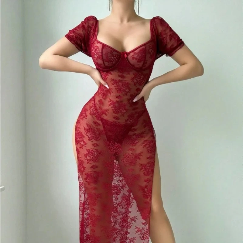 

Bikini Sexy See-through Lace Bodycon Dress Passionate Lingerie