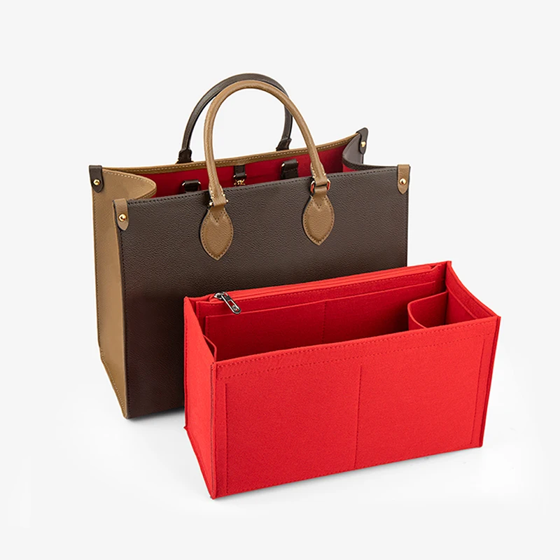 CRAZYSMITH Inner Bags For LV ONTHEGO Felt Insert Bag Makeup Handbag Organizer Purse Portable Zipper Cosmetic Bags Storage Tote