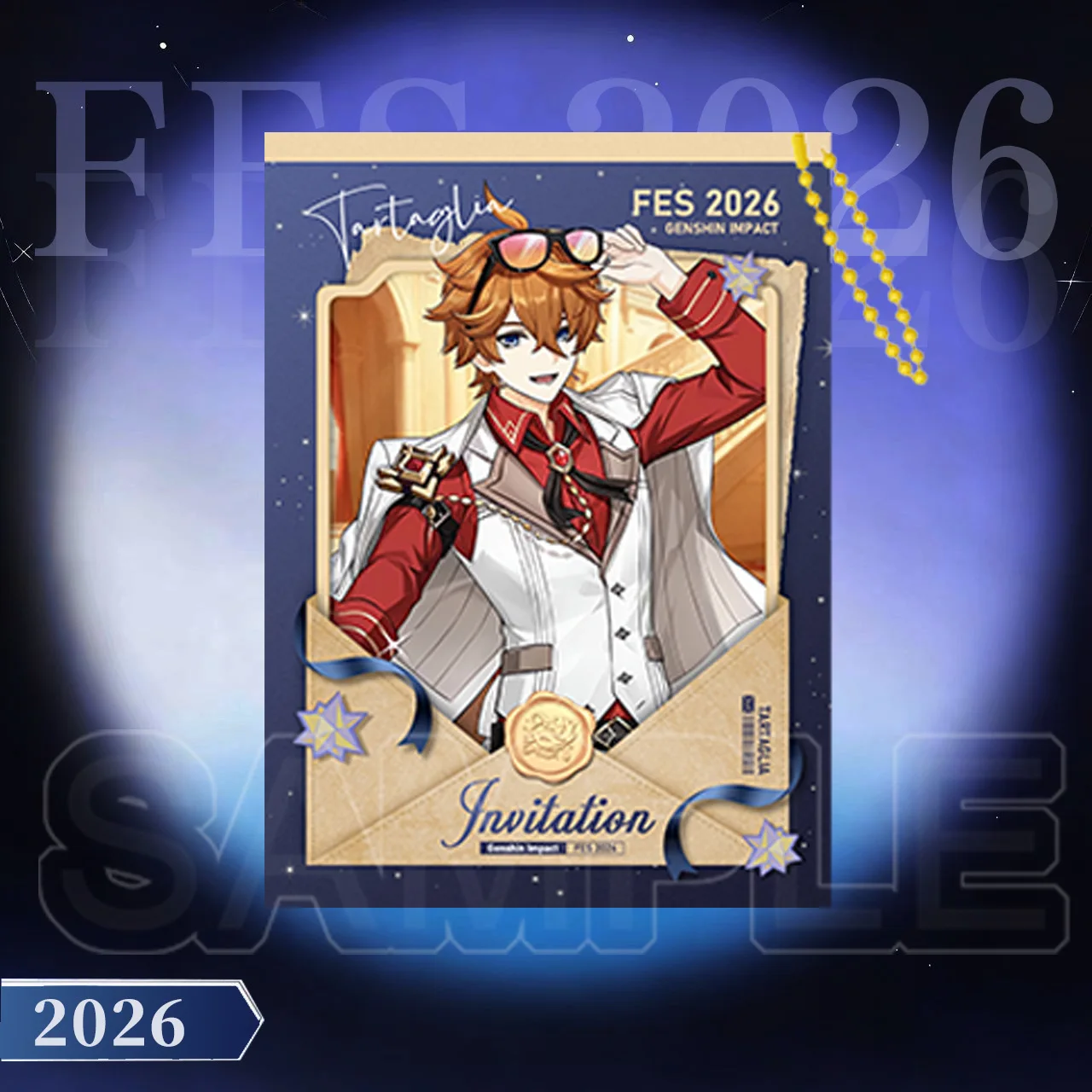 Game Yuanshen Tartaglia 2026 FES Peripheral 8pcs Set Double Flash Badge 16CM Large Acrylic Standee Keychain Genshin Impact