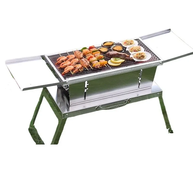 Grill Grill One Second Quick Open Camping Stainless Steel Carbon   y