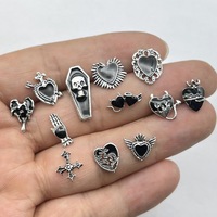 12PCS New Mini Drip Oil Nail Accessories Retro Halloween Series Skull Cross Love DIY Accessories Accessories