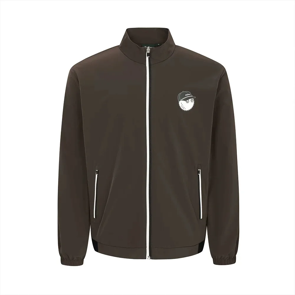 2026 malbon Men's Golf Jacket Korean Fashion Windproof Long Sleeve Zip Up Stand Collar Sports Coat Casual Outdoor Golf Apparel