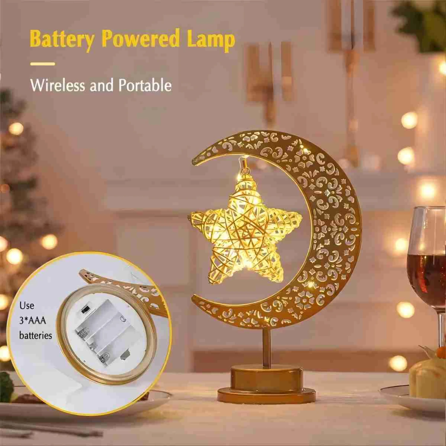 Beautiful, Durable, and Eye-catching Iron Hollow Table Modeling Lamp - Star Festival Decor Gurbana Orb LED Light - Home Decor Li