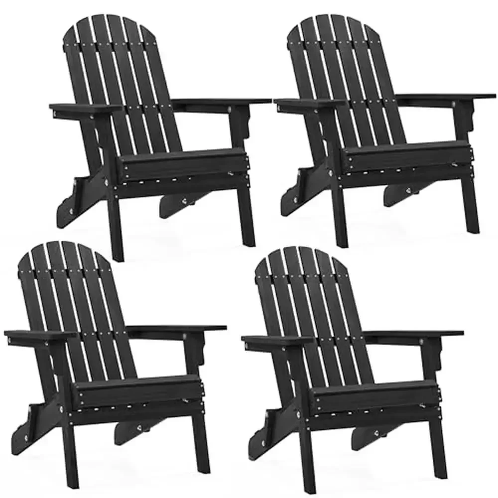 

Wooden Adirondack Chair Set 4-Piece Outdoor Garden Lounge Chairs Weather-Resistant Folding Design Natural Fir Wood Sturdy &