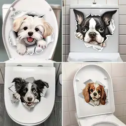 Cute Dog Toilet Stickers Bathroom Decoration Stickers Door Stickers Wall Stickers Waterproof Self-adhesive Decals M813