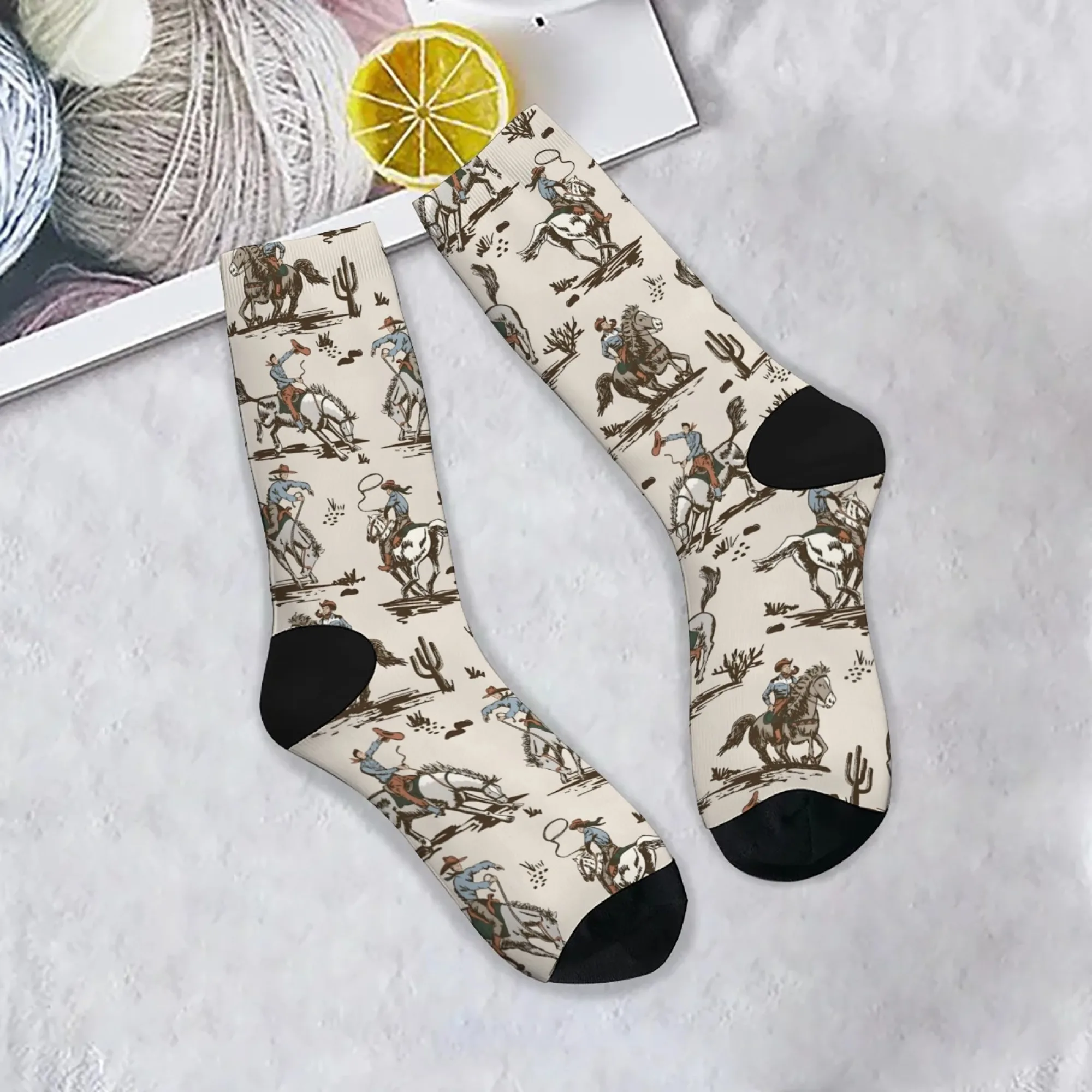 Desert Wild Cowboy Mode Herrensocken Retro-Stil Bequeme rutschfeste lässige Sportsocken Geschenk Neuheit Lustige Happy Crew Socken