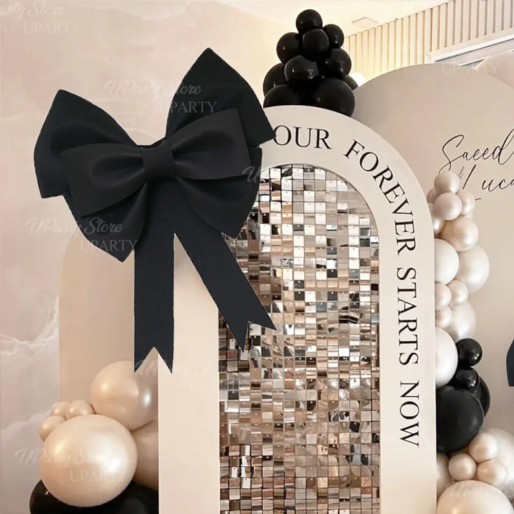 Black Large Coquette Bow 30/50/75cm DIY Big Bow for Ballet Coquette Birthday Baby Shower Wedding Party Backdrop Wall Decorations