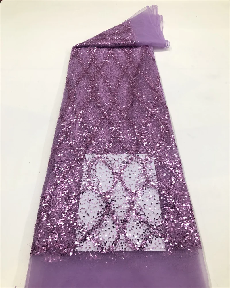 ผ้าลูกไม้ตาข่ายปักเลื่อมแอฟริกัน 5 หลา ผ้าลูกไม้ทูลล์ตาข่ายฝรั่งเศสไนจีเรียคุณภาพสูง 2025 สำหรับตัดเย็บชุดเดรสงานแต่งงานหรูหรา