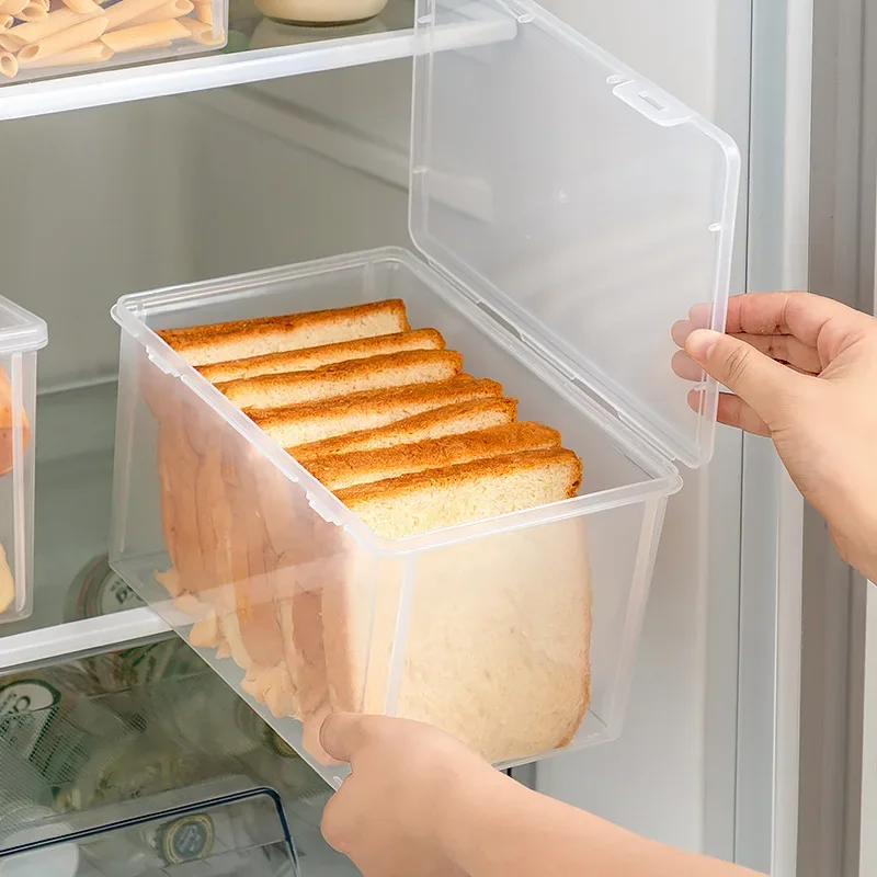 1Pcs Bread Container Storage Box Kitchen Dispenser Bread Boxes Baking Bread Cake Containers Airtight Box Refrigerator Clear