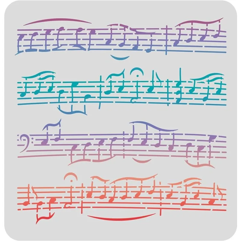 1pc Music Stencils Template 11.8x11.8 inch Plastic Music Notes Drawing Painting Stencils Sheet Music Square Reusable Stencils