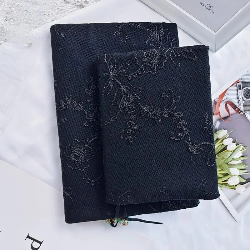 【Black Flowers\' Originele Handgemaakte A5a6 Notebook Covers Beschermer Boek Mouw Vervaardigde Stof Producten Dagboek Omslag, In Voorraad