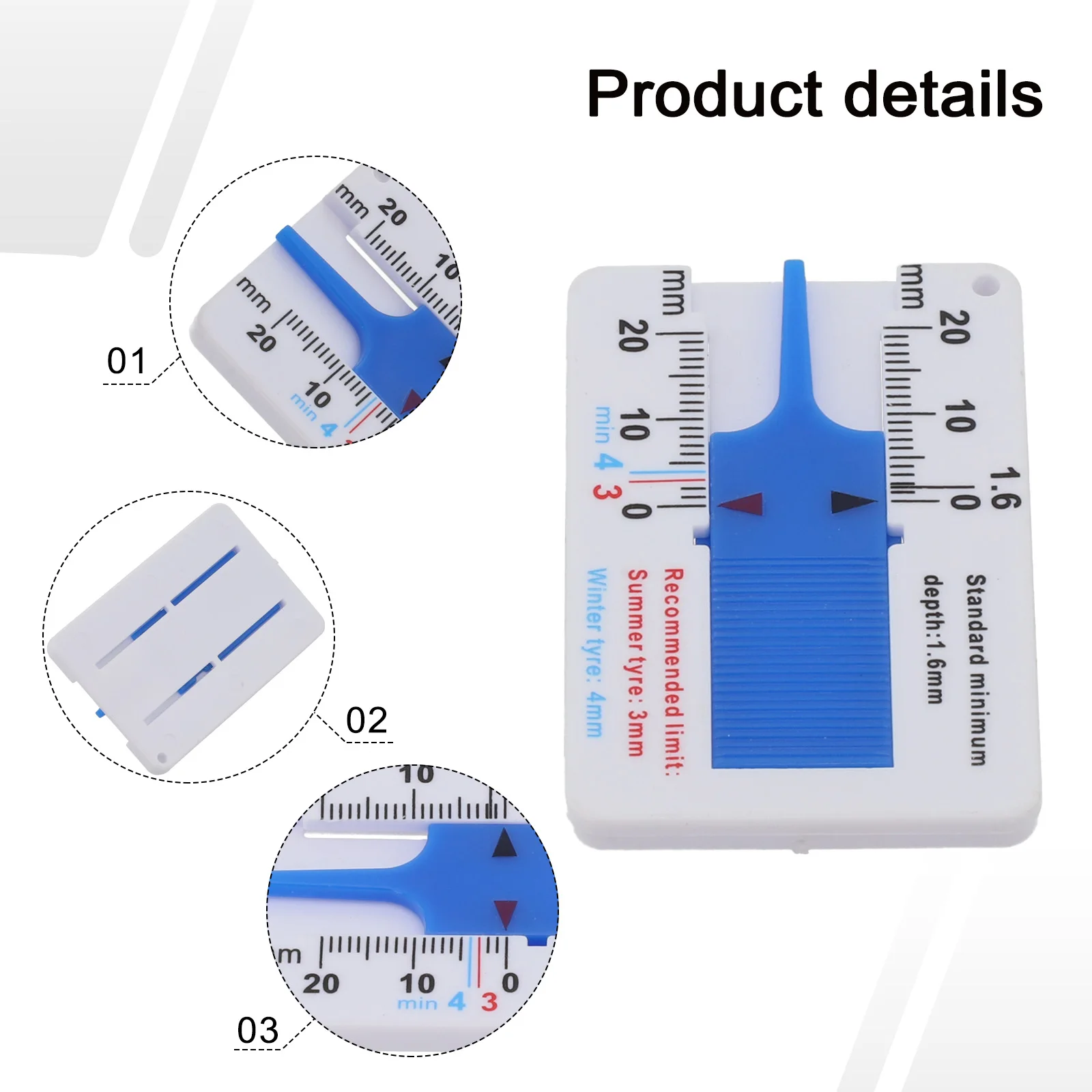 ABS Car Tyre Tire Pocket D Measuring Tire Depth OEM Number Package Contents Car Tyre Part Name Carry Without Taking Up Space