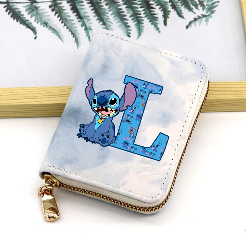 جديد غرزة ديزني المحافظ الكرتون رسالة A-Z المطبوعة محافظ الكرتون محفظة للعملة حقائب النساء بنين بنات أنيمي مفتاح حقيبة التخزين #2