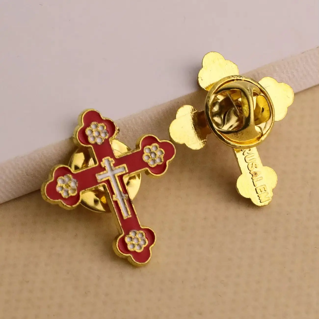 10 Stück Orthodoxe Kreuz Brosche Anstecknadeln für Kleidung Emaille Jerusalem Kreuz Broschen Katholizismus Symbol Schmuck Zubehör
