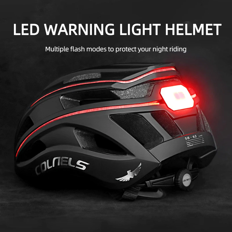 COLNELS Bike Cycling Helmet Rechargeable LED Tail Light Outdoor Riding Sports Racing Bicycle Helmet MTB Road Bicycle Safe Hat