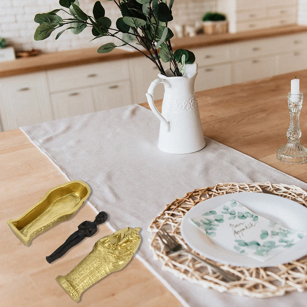 

2Pcs Mummy Coffin Resin Craft Halloween Theme Realistic Modeling Unique Desktop Adornment Home Decor Shape Ornament