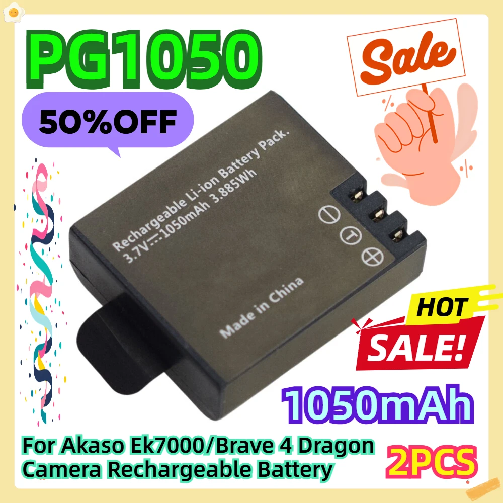 

For Akaso Ek7000/Brave 4 Dragon Camera Rechargeable Battery 2pcs