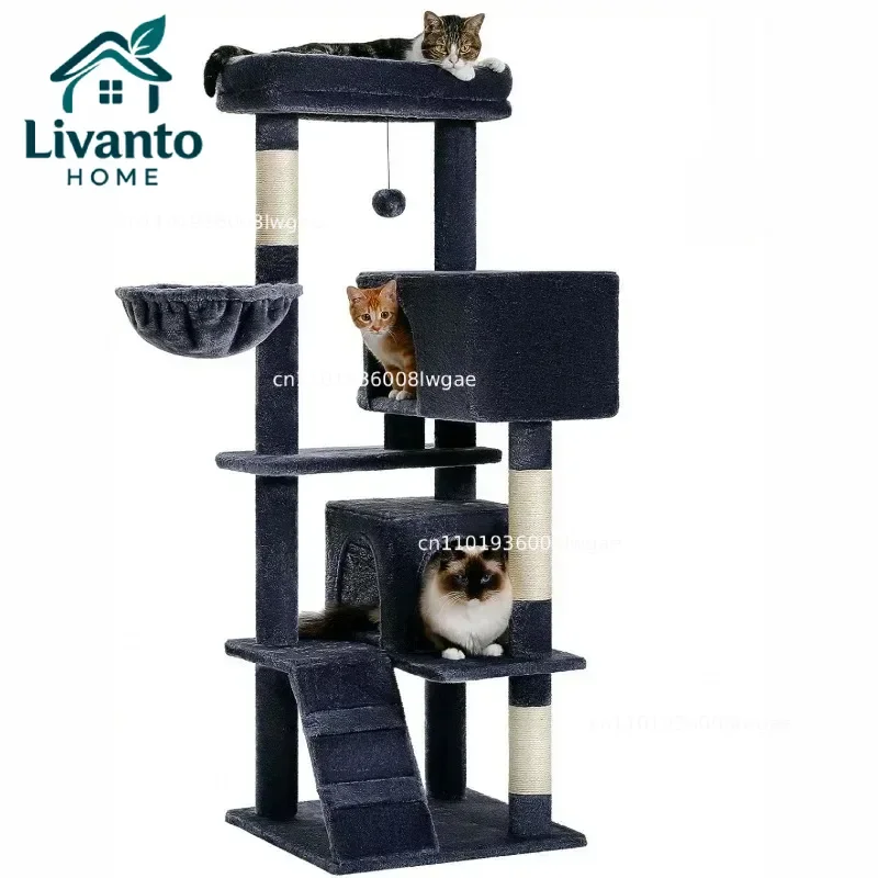 

Large Interactive Cat Toy Plush Scratching Post with Bells And Mouse Non-toxic PP Material for Kittens And Cats Pet Supplies