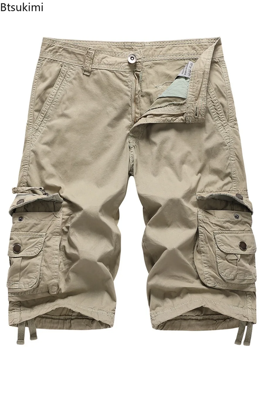 2025 Summer Men's Cargo Shorts Casual Streetwear Homme Shorts Loose Solid Multiple Pocket Man Cotton Cargo Pants Plus Size 30-48