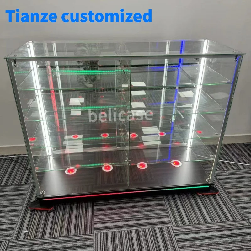 

（customized）Smoke Shop Counter with Colored Light Retail Store Glass Display Showcase Floor Display Cases Smoke Shop Decorat