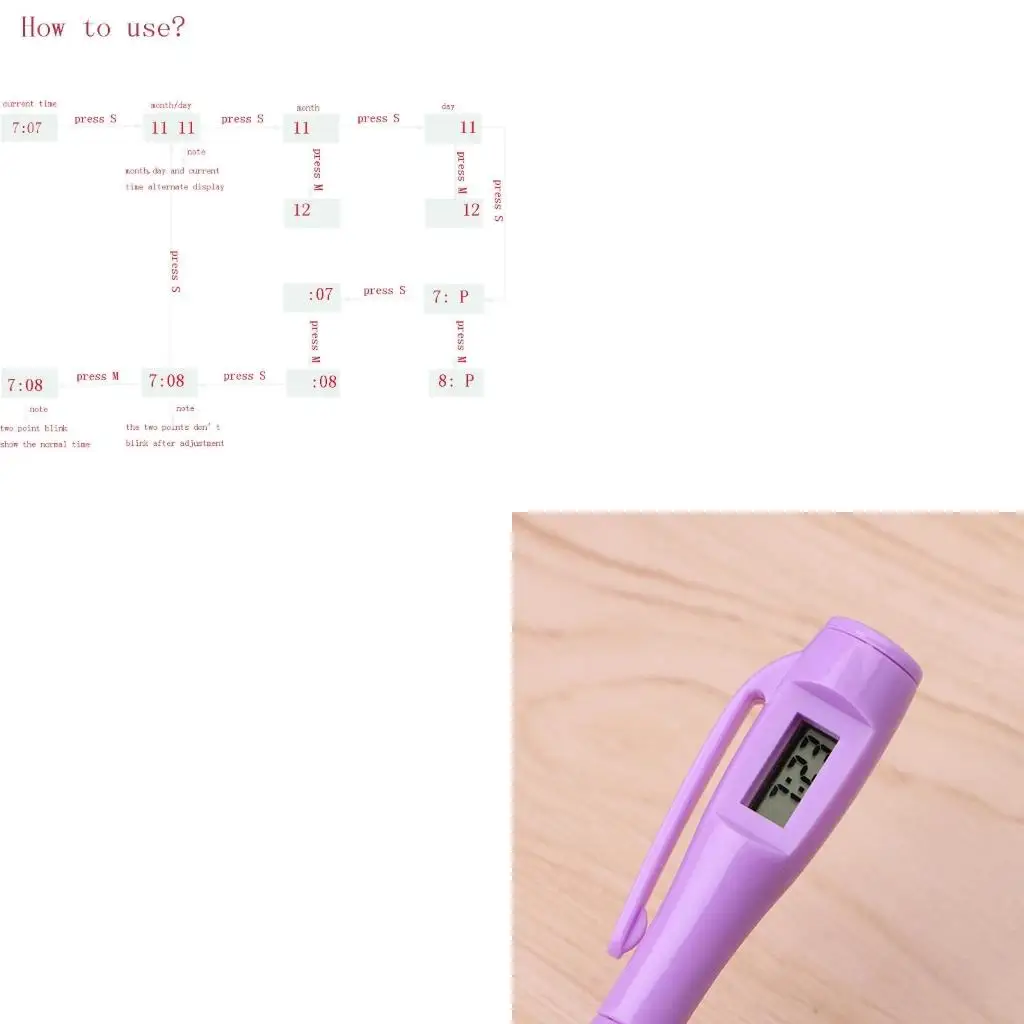 1Pcs Ballpoint Pen with Digital Clock Electronic Clock Pen Exam Pens Watch Pen