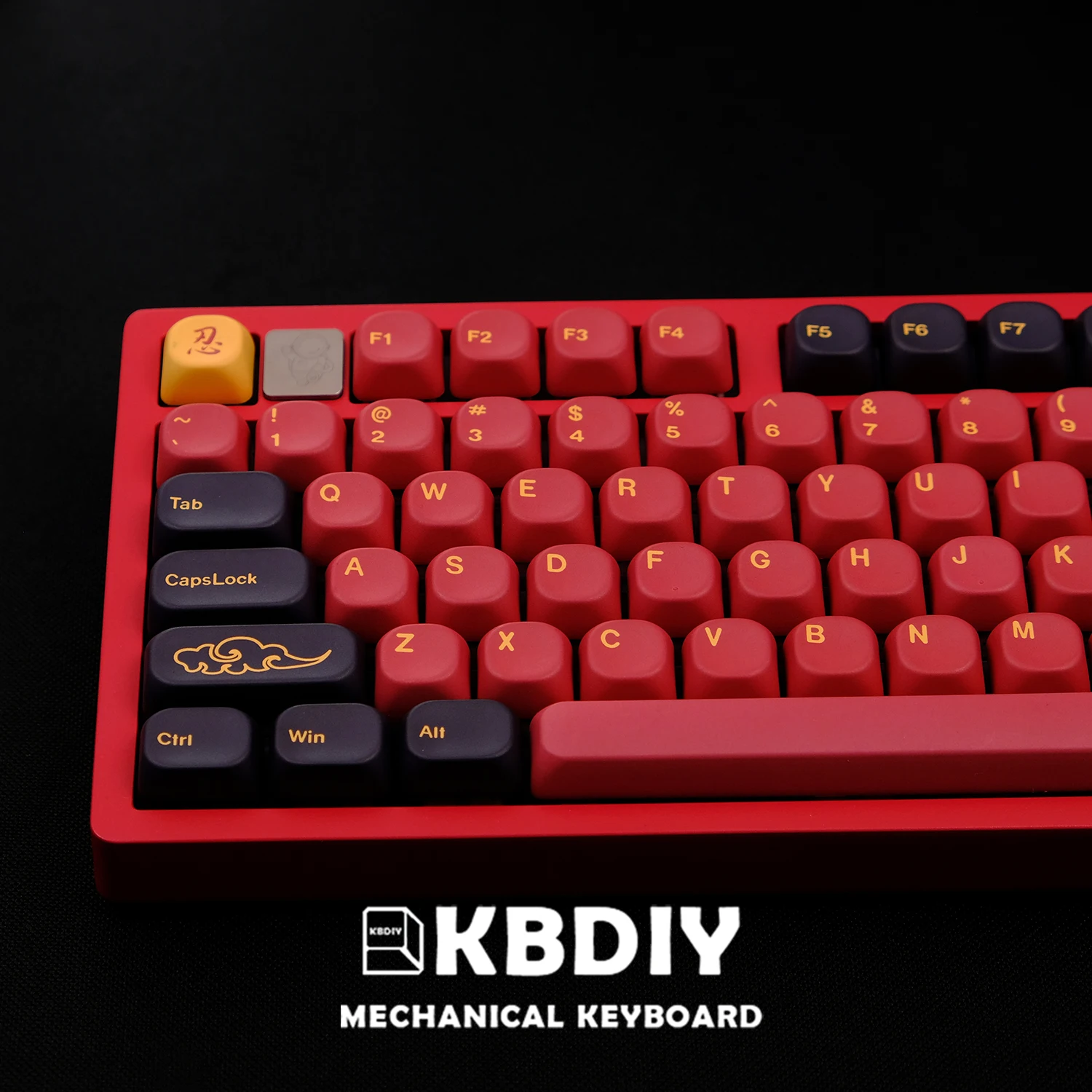 KBDiy GMK Keycaps PBT KOA Profile GMK Red Samurai Keycap for Mechanical Keyboard 130 Keys/Set Five-Sided Sublimation Similar MOA