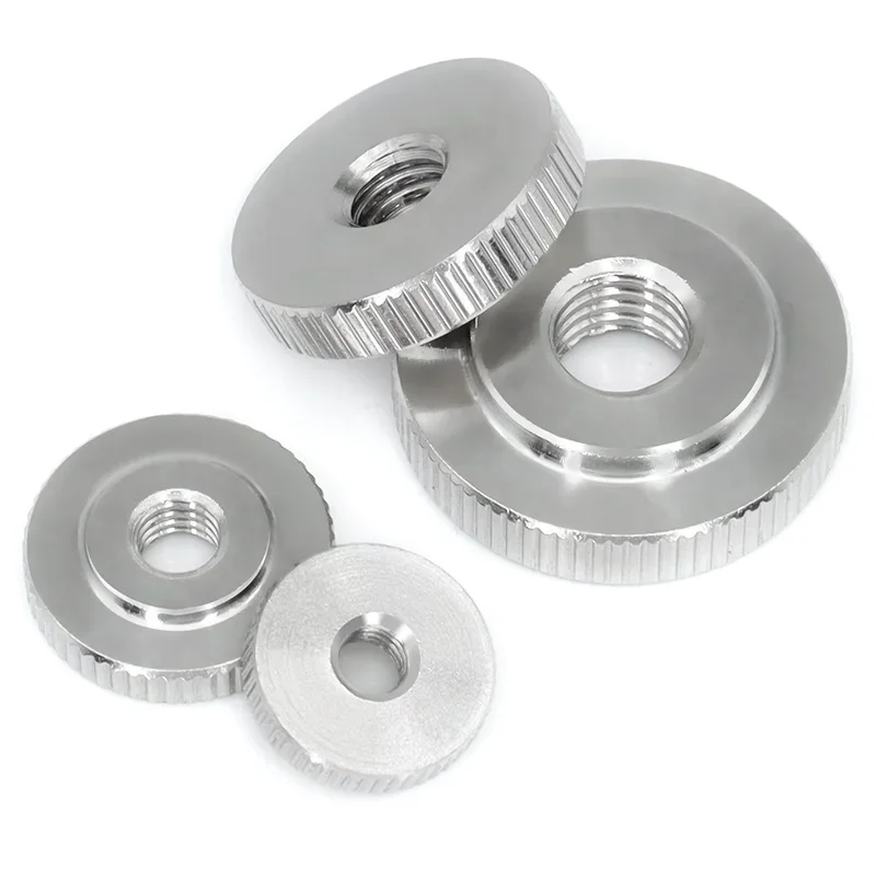 Picture 6: M2 M2.5 M3 M4 M5 M6 M8 M10 M12 Flat Knurled Nut 304 Stainless Steel Thin Hand Screwed Nut Round Manual Adjustment Nut