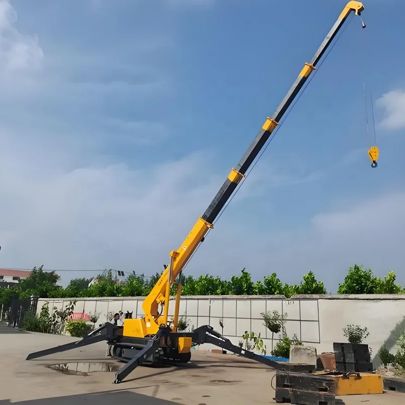 3 Ton Crawler Spider Crane 360° Rotating Hydraulic Leg Spider Cranes With Remote Control Hydraulic Boom Lift Fly Jib Telescopic
