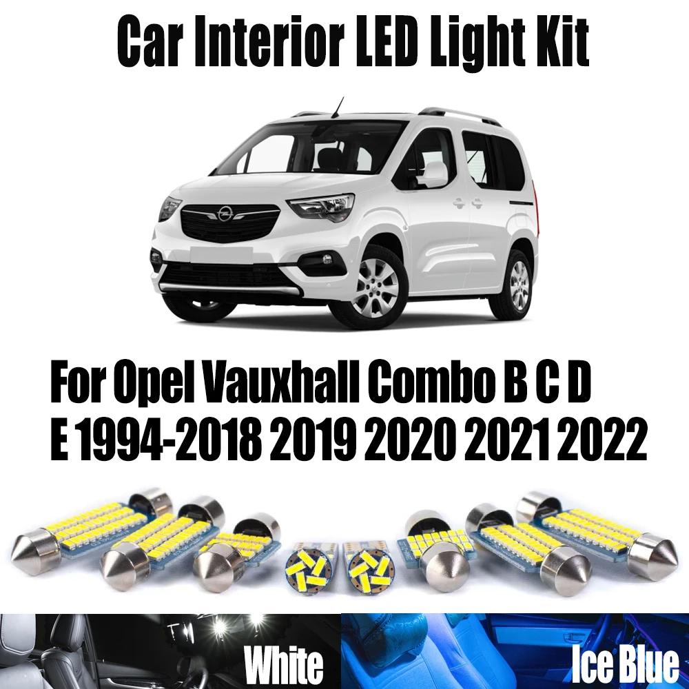 

Светодиодное чтение интерьера Canbus ​ Комплект лампочек багажника с куполом для автомобиля Opel Vauxhall Combo B C D E 1994-2020 2021 2022, автомобильные аксессуары