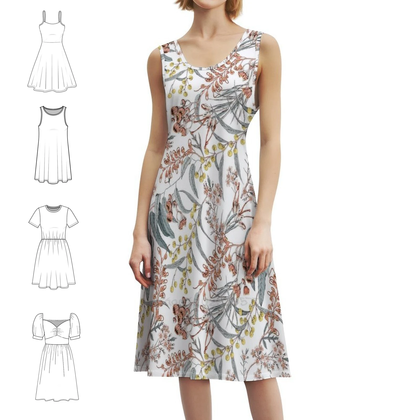 فستان بوهو أنيق على شكل زهور أسترالية أصلية أنيقة لحفلات الزفاف على الشاطئ فستان أستراليا ميموزا الأوكالبتوس جريفيليا #1