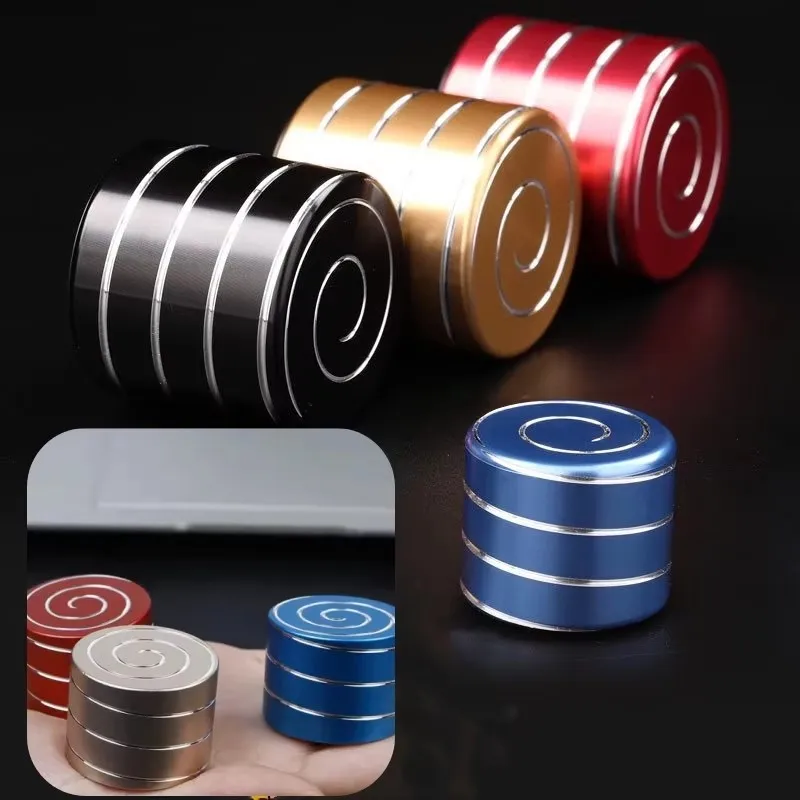1PCS Decompression Rotating Metal Desktop Cylindrical Gyroscope Office Desk Fidget Gift Optical Illusion Flowing Finger Toys
